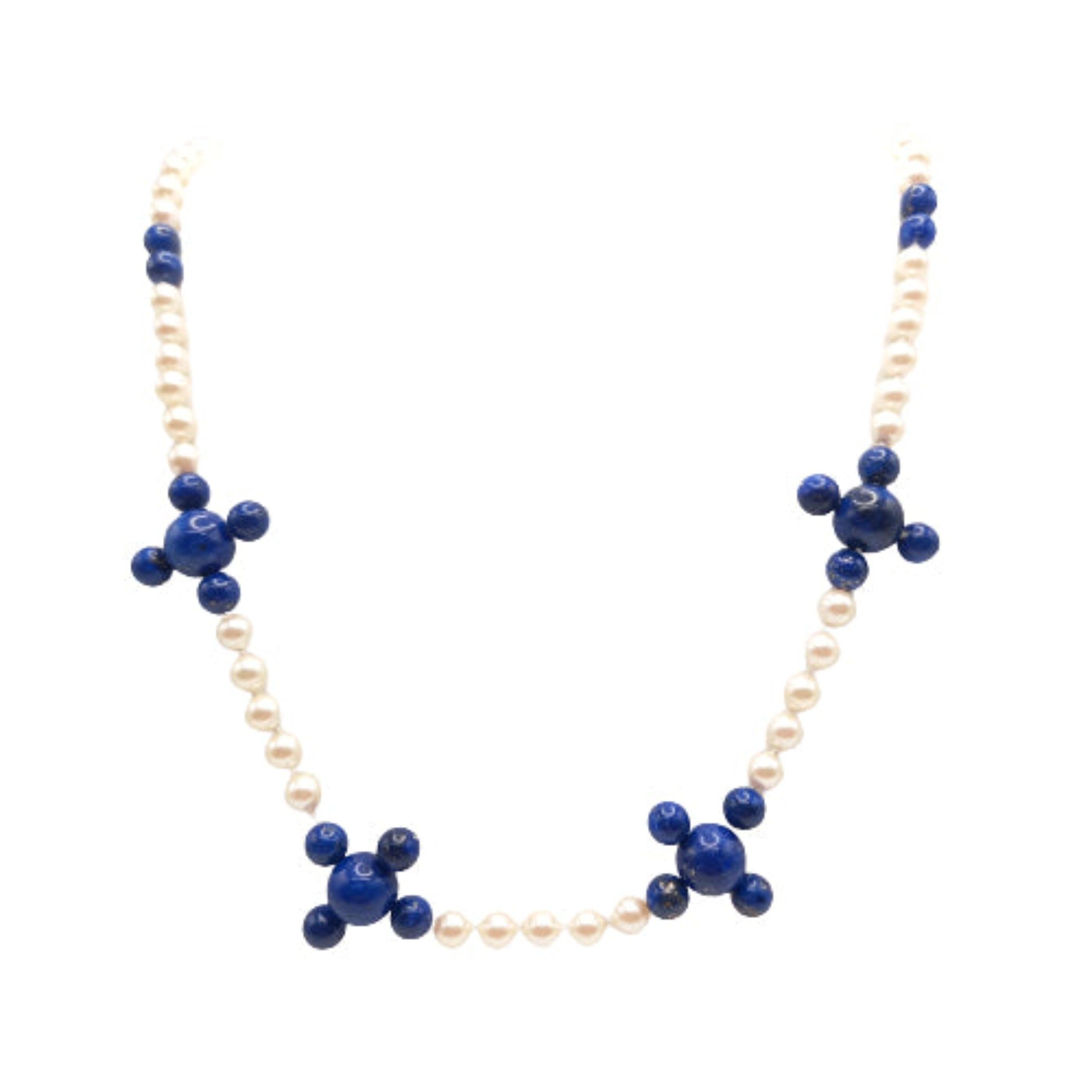 Lapis lazuli deals and pearl necklace